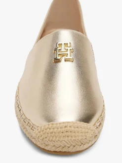 Tommy Hilfiger naisten kengät, TH LOGO METALLIC LEATHER ESPADRILLE Kullankeltainen