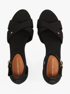 Tommy Hilfiger naisten kengät, FLAG CRISS-CROS MID WEDGE ESPAD Musta
