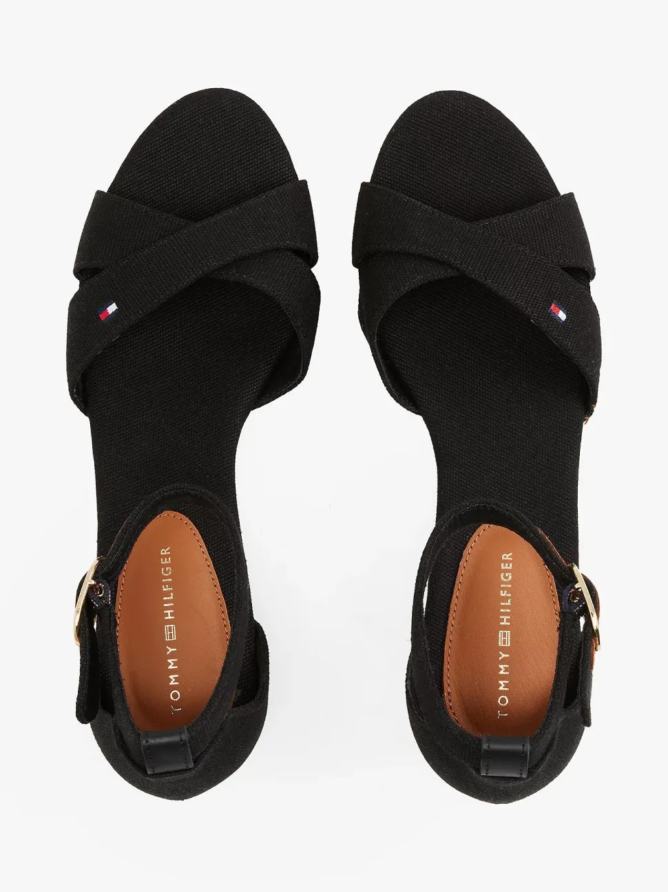 Tommy Hilfiger naisten kengät, FLAG CRISS-CROS MID WEDGE ESPAD Musta