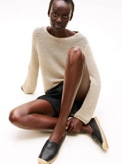 Tommy Hilfiger naisten kengät, TH LOGO LEATHER ESPADRILLE Musta