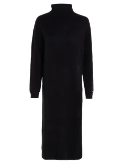 Tommy Hilfiger naisten mekko, MD WOOL CASH ROLL-NK MIDI DRESS Musta