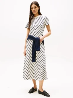 Tommy Hilfiger naisten mekko, MODERN F&F MIDI DRESS Raidallinen Sininen