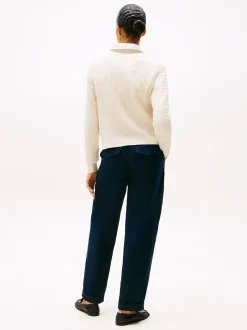 Tommy Hilfiger naisten neulepusero CO Cable C-NK LS Sweater, luonnonvalkoinen