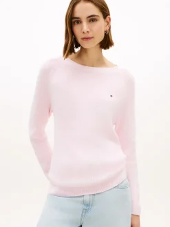 Tommy Hilfiger naisten neulepusero Cardi Fine GG LS Boat Neck Sweater, vaaleanpunainen