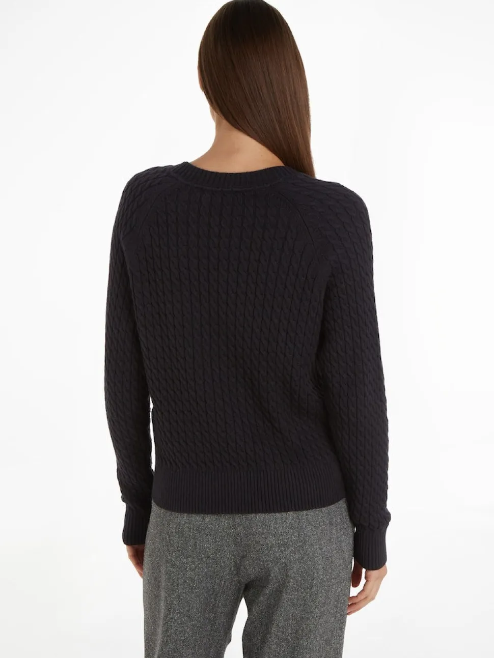 Tommy Hilfiger naisten neule, CO MINI CABLE C-NECK SWEATER Musta