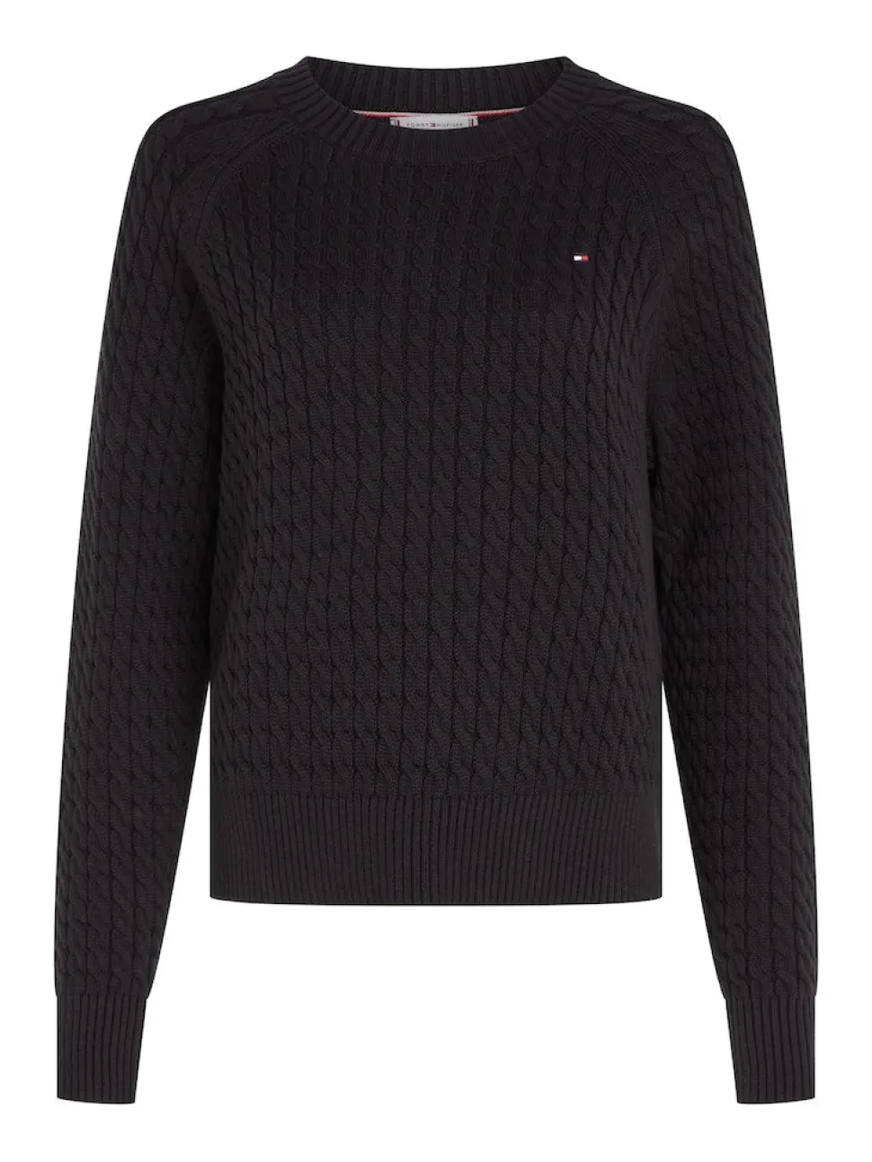 Tommy Hilfiger naisten neule, CO MINI CABLE C-NECK SWEATER Musta