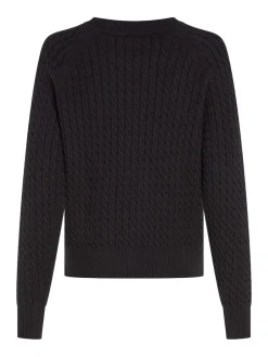 Tommy Hilfiger naisten neule, CO MINI CABLE C-NECK SWEATER Musta