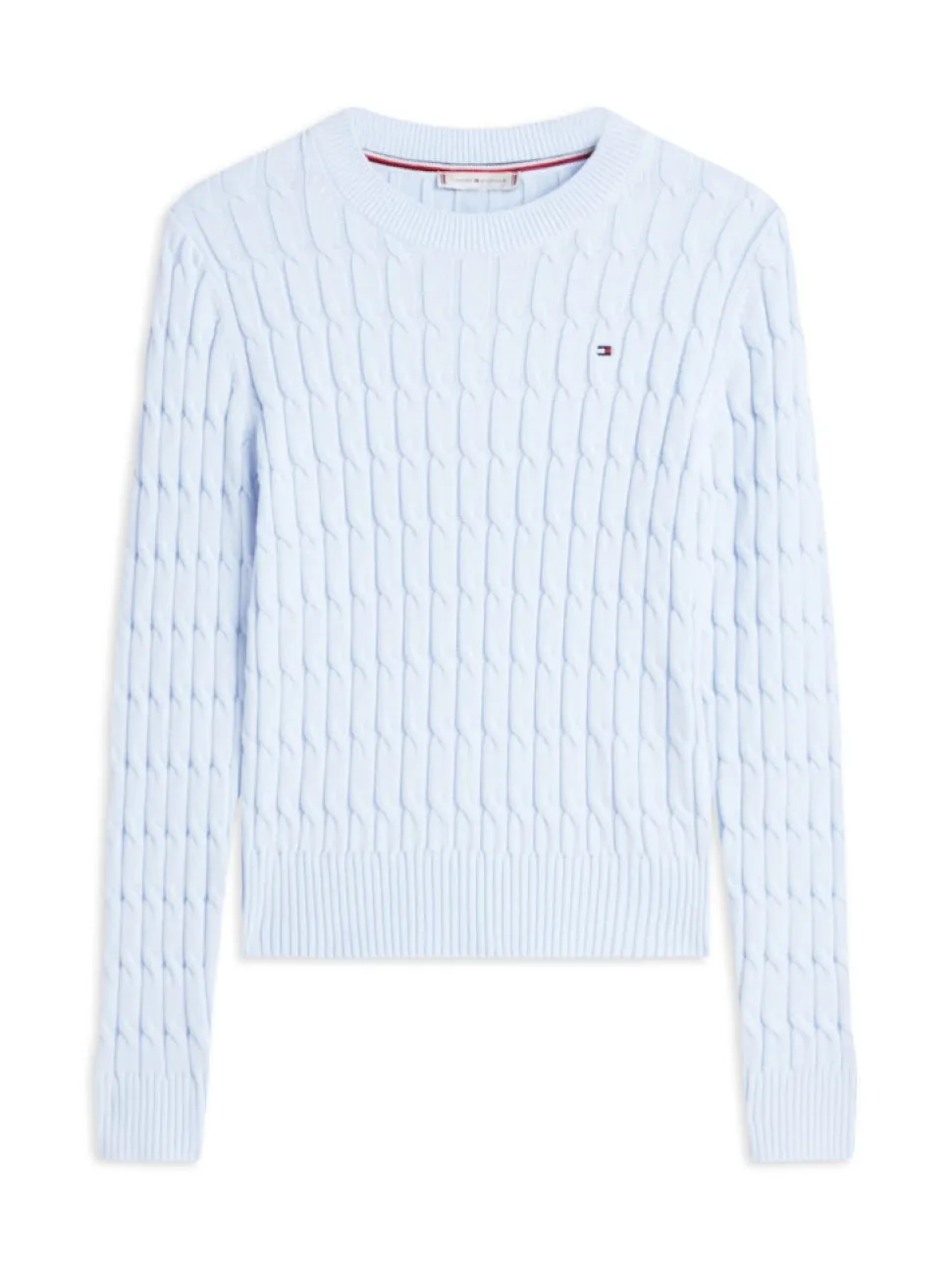 Tommy Hilfiger naisten neulepusero CO CABLE MID GG C-NK LS SWT, vaaleansininen