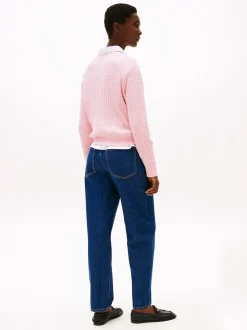 Tommy Hilfiger naisten neulepusero, CO CABLE C-NK LS SWEATER Vaaleanpunainen