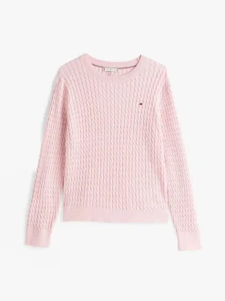 Tommy Hilfiger naisten neulepusero, CO CABLE C-NK LS SWEATER Vaaleanpunainen