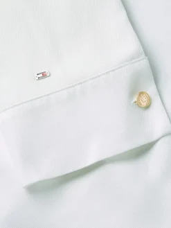 Tommy Hilfiger Naisten Pusero, GOLD BUTTON VISCOSE LS SHIRT Valkoinen