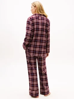 Tommy Hilfiger naisten pyjama LS FLNL SHIRT PJ PANTS SET, punainen ruutu