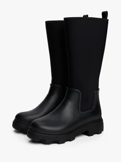 Tommy Hilfiger naisten saappaat FLAG LONG RAINBOOT WARM LINING, musta