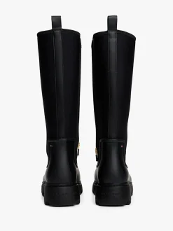 Tommy Hilfiger naisten saappaat FLAG LONG RAINBOOT WARM LINING, musta
