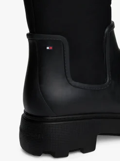 Tommy Hilfiger naisten saappaat FLAG LONG RAINBOOT WARM LINING, musta