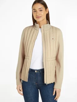 Tommy Hilfiger naisten takki, LW PADDED KNIT MIX JACKET Vaalea Beige