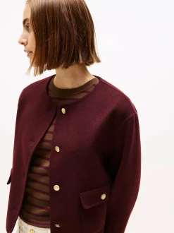 Tommy Hilfiger naisten takki, DF WOOL BLEND REG LADY JACKET Viininpunainen