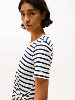 Tommy Hilfiger naisten t-paita, KNOT BOAT-NK SS TEE Raidallinen Valkoinen