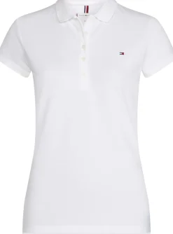 Tommy Hilfiger Naisten T-Paita, Heritage Short Sleeve Slim Polo Valkoinen