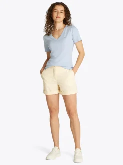 Tommy Hilfiger naisten t-paita, SLIM CODY V-NK SS, C1O Vaaleansininen