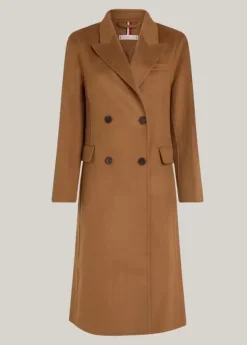 Tommy Hilfiger Naisten Villatakki, AD-MD DF WOOL BLEND DB COAT Kameli