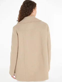 Tommy Hilfiger Naisten Villakangastakki, RELAXED WOOL BLEND PEACOAT Vaalea Beige