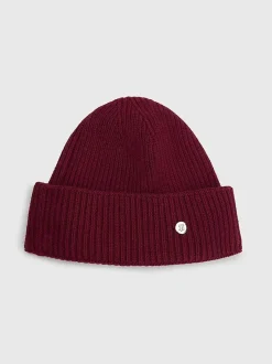 Tommy Hilfiger Pipo TH ELEVATED BEANIE Viininpunainen