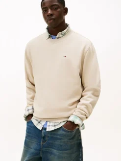 Tommy Jeans miesten collegepaita Reg S Flag Crew, vaalea beige