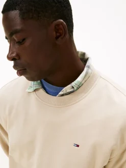 Tommy Jeans miesten collegepaita Reg S Flag Crew, vaalea beige