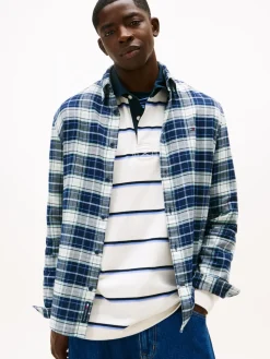 Tommy Jeans miesten kauluspaita TJM Reg Flannel Check Shirt Ext Sininen, indigo