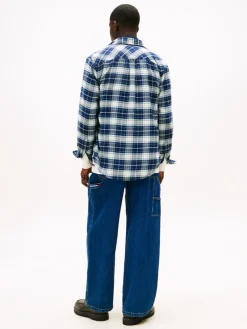 Tommy Jeans miesten kauluspaita TJM Reg Flannel Check Shirt Ext Sininen, indigo
