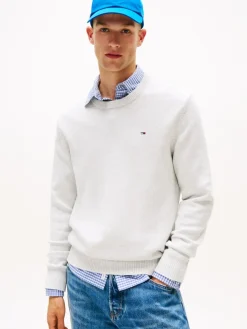 Tommy Jeans miesten neulepsuero, TJM SLIM ESS SWEATER EXT Vaaleanharmaa