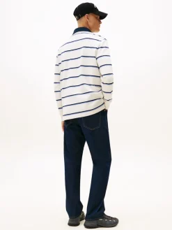 Tommy Jeans miesten paita TJM RLX WOVEN LABEL RUGBY, valkoinen