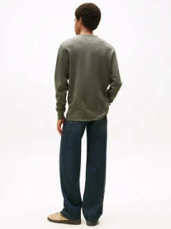 Tommy Jeans miesten paita, TJM SLIM WAFFLE SCRIPT HENLEY Vihreä