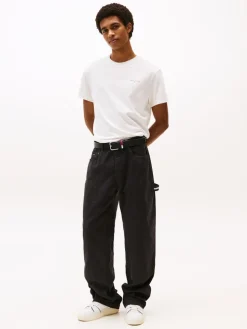 Tommy Jeans miesten t-paita, TJM SLIM LINEAR CHEAST TEE Luonnonvalkoinen