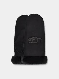 UGG Naisten Käsineet, W SHEEPSKIN EMB MIT Musta