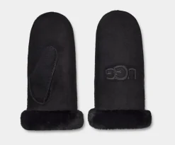 UGG Naisten Käsineet, W SHEEPSKIN EMB MIT Musta