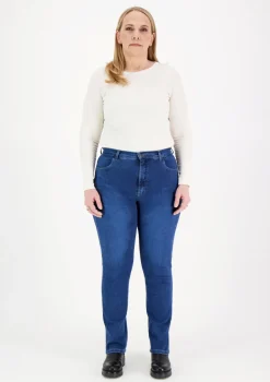 Very Nice Naisten Farkut, Caramel 7345 Curvy Fit Indigo