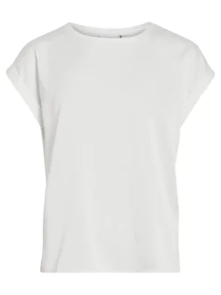 Vila lyhythihainen toppi, VIELLETTE S/S SATIN TOP Snow White