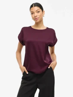 Vila lyhythihainen toppi, VIELLETTE S/S SATIN TOP Fig