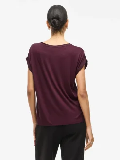 Vila lyhythihainen toppi, VIELLETTE S/S SATIN TOP Fig