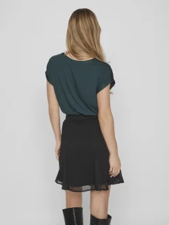 Vila lyhythihainen toppi, VIELLETTE S/S SATIN TOP Ponderosa Pine