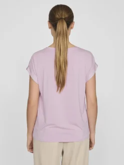 Vila lyhythihainen toppi, VIELLETTE S/S SATIN TOP Winsome Orchid