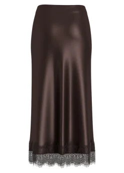 Vila naisten maxihame VIELLETTE HW ANKLE LACE SKIRT NOOS, Coffee Bean