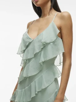 Vila naisten mekko, VILUNA STRAP DRESS Green Milieu