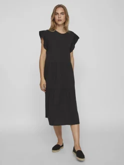 Vila naisten mekko, VISUMMER S/S MIDI DRESS Black