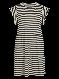 Vila Naisten Mekko, VISUMMER SS STRIPLE DRESS Raidallinen Musta