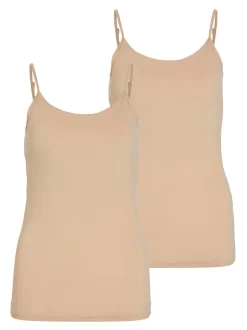 Vila Naisten Narutoppi VISURFACE STRAP TOP NEW Vaalea Beige