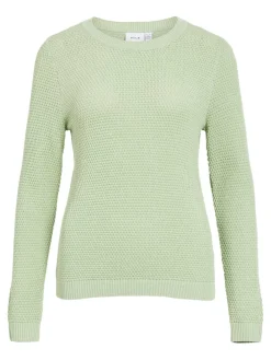 Vila naisten neulepaita VIDalo O-Neck L/S Knit Top-NOOS, Smoke Green