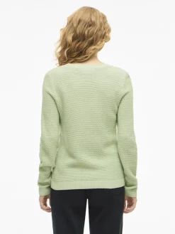Vila naisten neulepaita VIDalo O-Neck L/S Knit Top-NOOS, Smoke Green